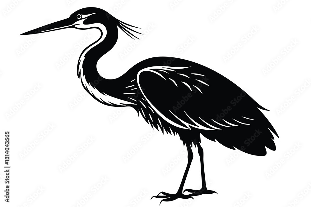 Fototapeta premium Black silhouette of a heron