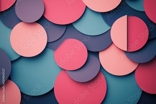 A minimalist geometric abstract background featuring clean, circular shapes in varying sizes and tones.