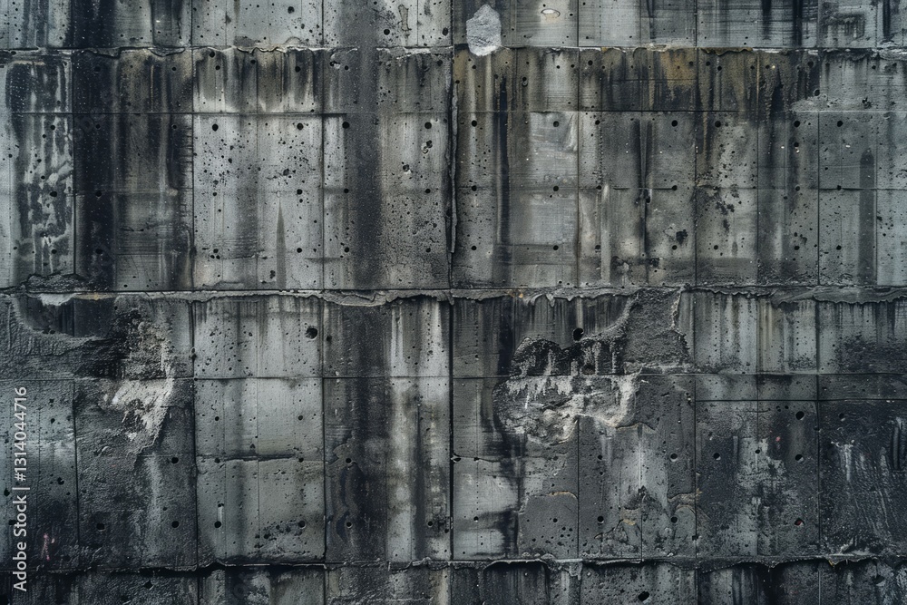 Fototapeta premium Photo of Old grey concrete bunker wall. Detailed photo textured background