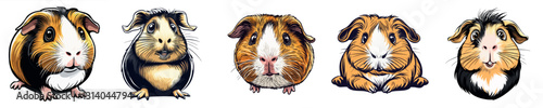 Cute Guinea Pig Characters in Various Poses