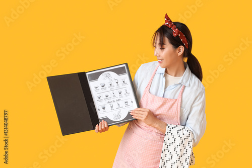 Young Asian smiling waitres...