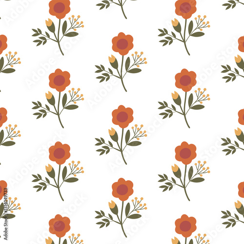 Pattern of seamless bouquet flowers. Vintage Groovy style.Style for banners, wallpaper, posters, websites, online shopping.