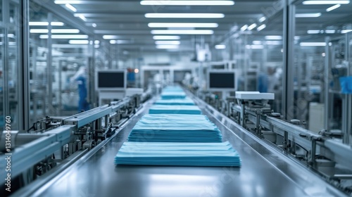 Wallpaper Mural Cleanroom Production Line: Medical Fabric Conveyor Belt in Modern Factory Torontodigital.ca
