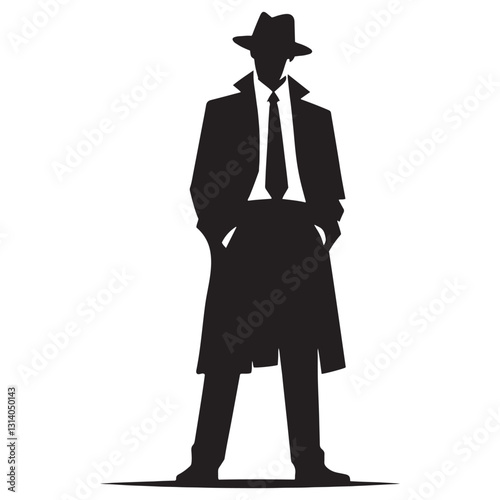 Genius Detective silhouette, renowned for solving baffling crimes - Detective illustration - Minimalist Detective vector - Profession silhouette
