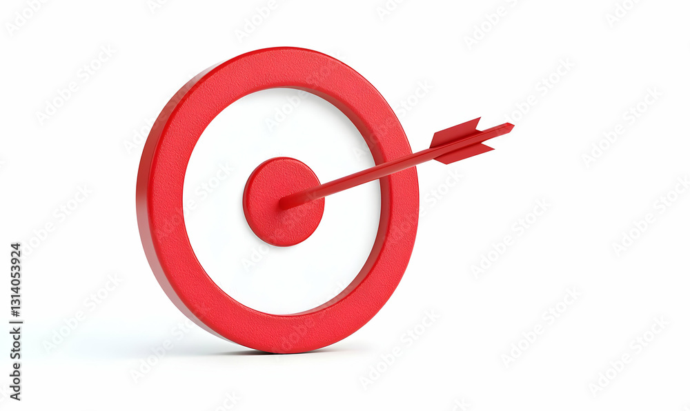 Red and White Target with Arrow Hitting Bullseye Focus Symbol Red and White Target with Arrow Hitting Bullseye Focus Symbol