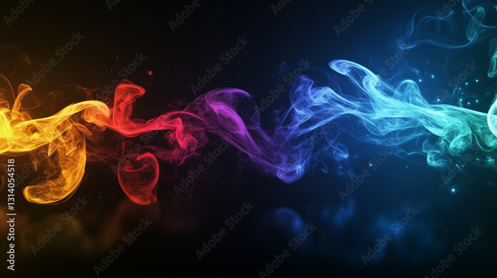 Obraz premium dark graphic background with different colors of smoke