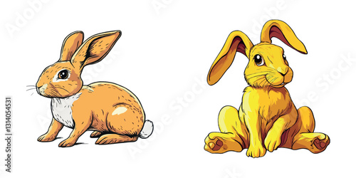 Cute Rabbits in Playful Poses with Colorful Fur