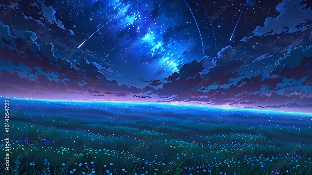 Fototapeta premium beautiful night sky anime background