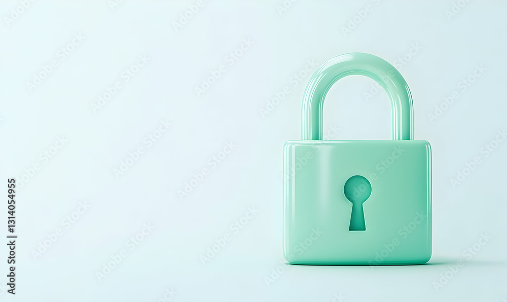 Mint Green Lock on Soft Light Background Symbolizing Security Mint Green Lock on Soft Light Background Symbolizing Security