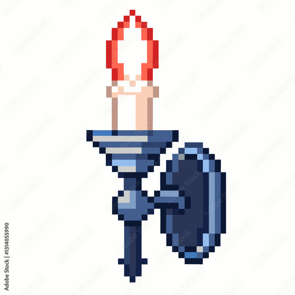Retro Pixel Art Candle Sconce 8 Bit Style Light Fixture Illustration Retro Pixel Art Candle Sconce 8 Bit Style Light Fixture Illustration