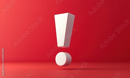 Wallpaper Mural A white exclamation point is floating in the air above a red background Torontodigital.ca