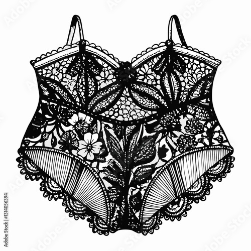 Elegant Floral Lace Lingerie Design  Illustration