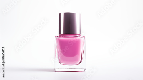 Pink Nail Polish Bottle Glass Silver Cap Beauty Product Manicure