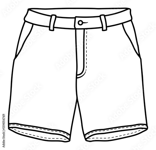 illustration of shorts with black outline and no background