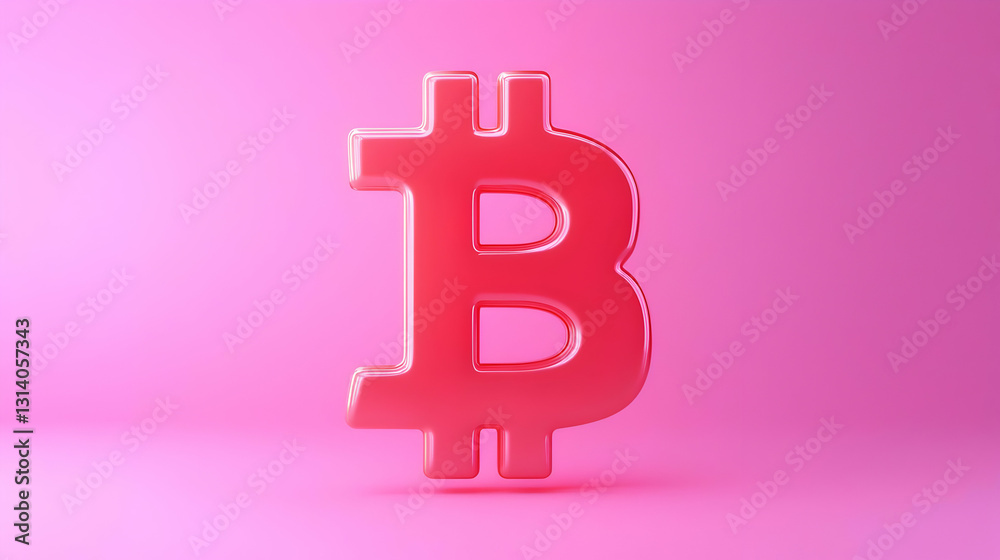 Obraz premium Vibrant Pink Bitcoin Symbol on Soft Pink Background for Cryptocurrency Lovers