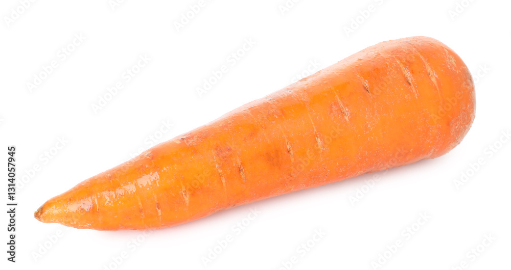 One fresh carrot isolated on white. Root vegetable One fresh carrot isolated on white. Root vegetable