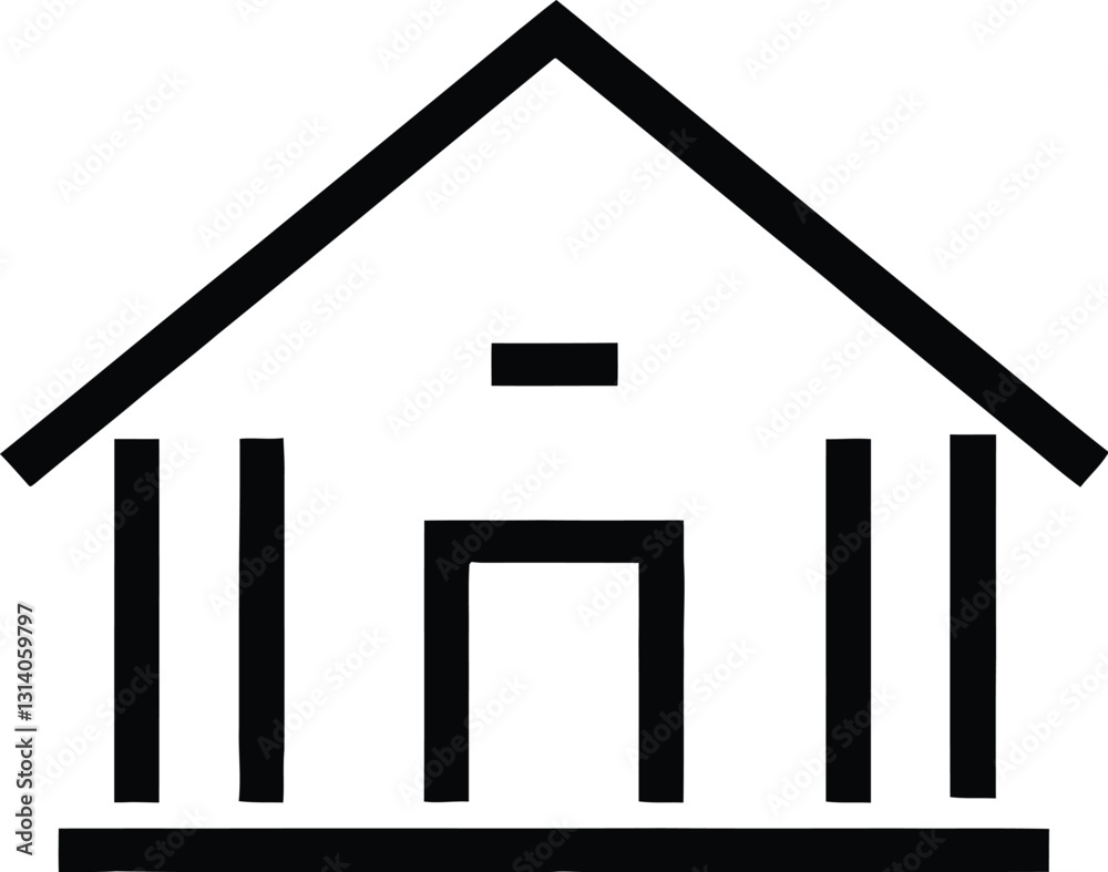 Simple black line art illustration of a classic house..eps Simple black line art illustration of a classic house..eps