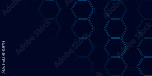 Minimalist Dark Blue Honeycomb Structure for Sci-Fi Design. Abstract Geometric Hexagon Pattern for Modern Digital Themes. Hexagon. Vector. Illustration. 