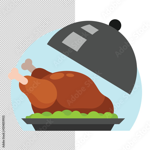 roasted chicken on a plate illustration