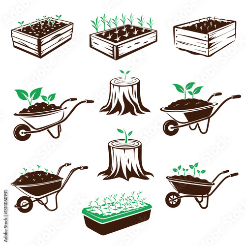 gardening icons set