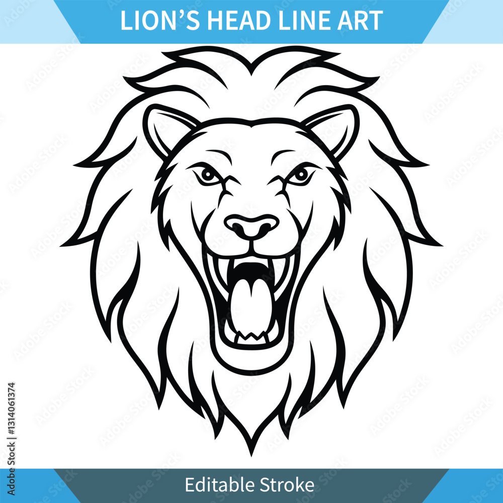 Roaring Lion Head Line Art Editable Vector Illustration
Roaring Lion Head Line Art Editable Vector Illustration
