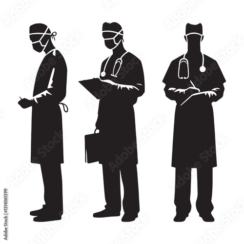 Compassionate Surgeon silhouette, blending care with expertise - Surgeon illustration - Minimalist Surgeon vector - Profession silhouette
