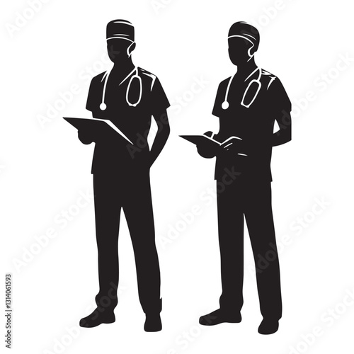 Fearless Surgeon silhouette, handling high-risk procedures with confidence - Surgeon illustration - Minimalist Surgeon vector - Profession silhouette
