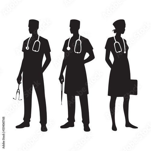 Heroic Surgeon silhouette, standing at the frontline of medicine - Surgeon illustration - Minimalist Surgeon vector - Profession silhouette
