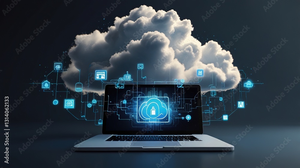 Naklejka premium Cloud computing concept background