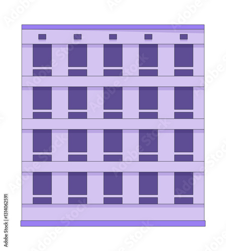 Residential complex, office facade 2D cartoon object. Business real estate. Home exterior commercial. Realestate multistory housing isolated element flat vector clip art on white. Spot illustration