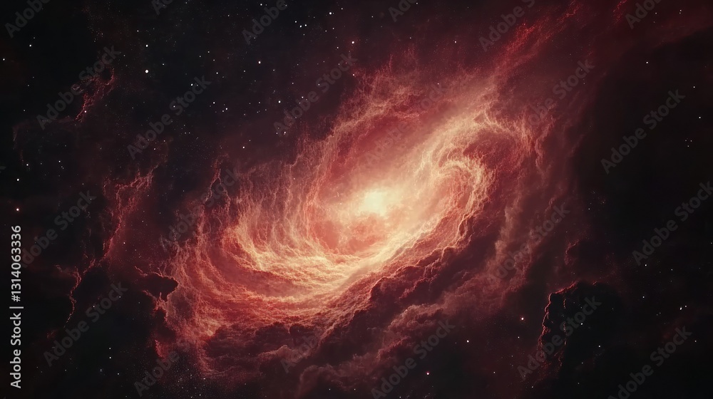 A Cosmic Nebula Displays Intense Light and Dark Red Hues A Cosmic Nebula Displays Intense Light and Dark Red Hues