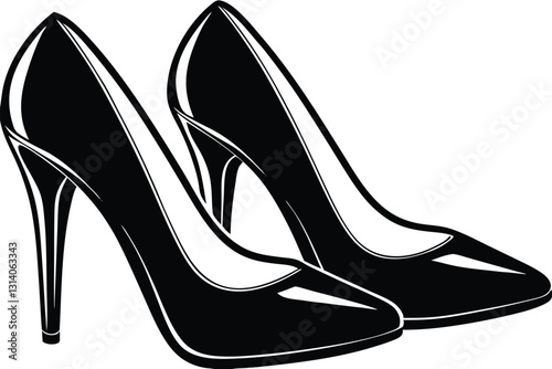 Women's high heel shoes female shoe model silhouette on white background isolated vector