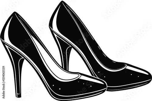 Women's high heel shoes female shoe model silhouette on white background isolated vector