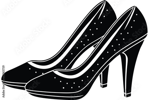 Women's high heel shoes female shoe model silhouette on white background isolated vector