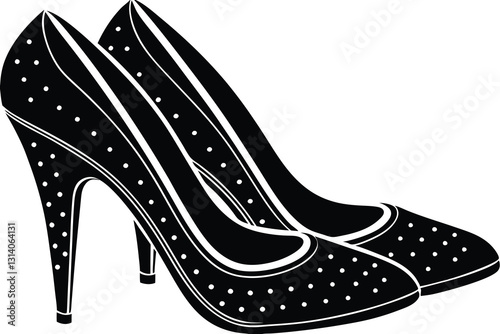 Women's high heel shoes female shoe model silhouette on white background isolated vector