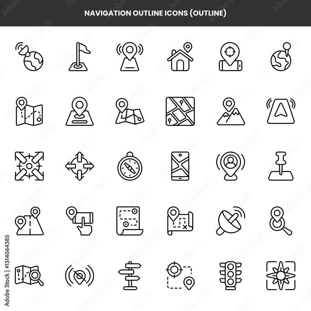 Fototapeta premium Navigation Outline Icons - Outline