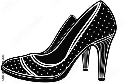 Women's high heel shoes female shoe model silhouette on white background isolated vector