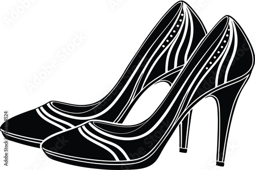 Women's high heel shoes female shoe model silhouette on white background isolated vector