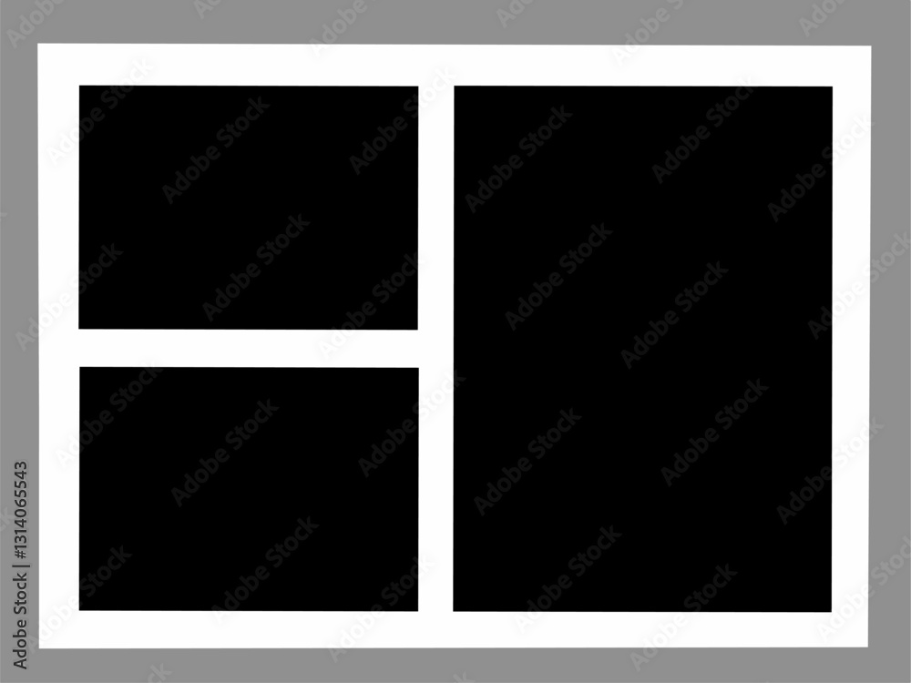 Blank photo frame design, vector collage template layout of three photo frames Blank photo frame design, vector collage template layout of three photo frames