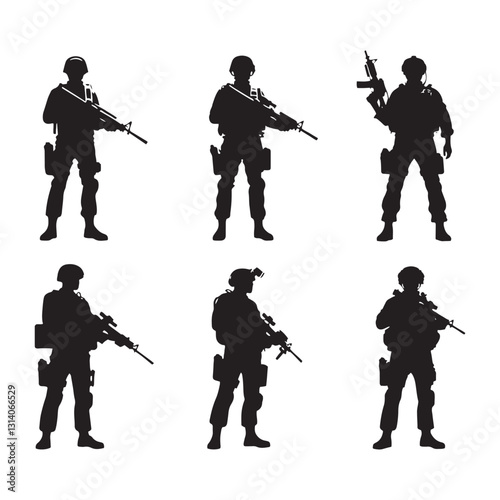Frontline Warrior Soldier silhouette, leading the battle with courage - Soldier illustration - Minimalist Soldier vector - Profession silhouette
