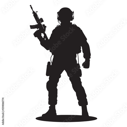 Fearless Patriot Soldier silhouette, fighting for homeland and freedom - Soldier illustration - Minimalist Soldier vector - Profession silhouette
