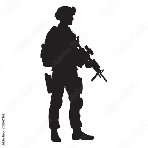 Fearless Fighter Soldier silhouette, never hesitating in combat - Soldier illustration - Minimalist Soldier vector - Profession silhouette
