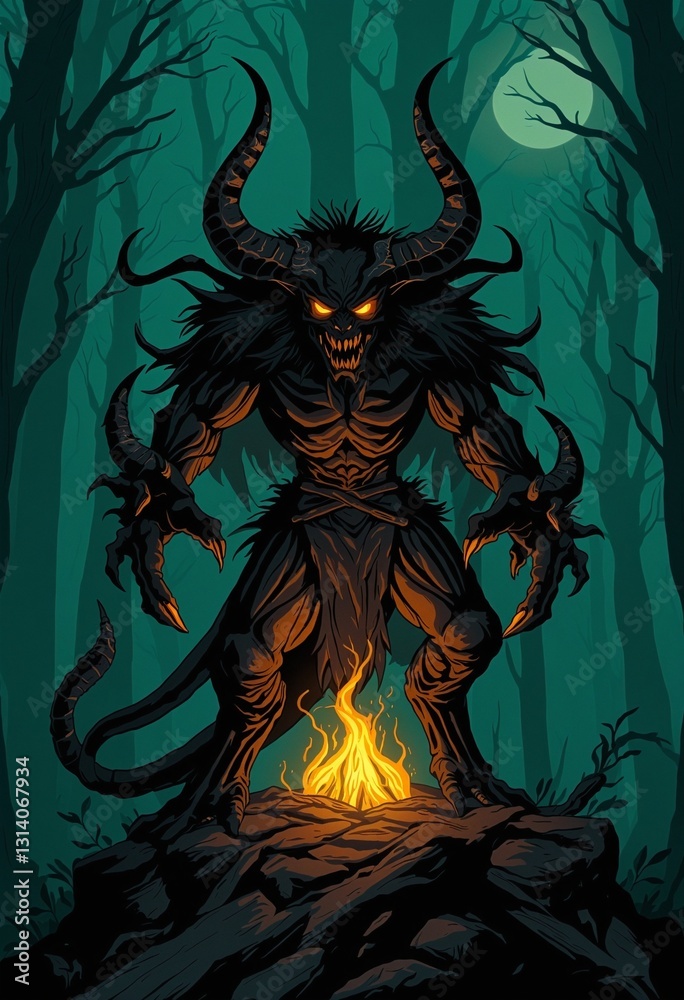 Fototapeta premium Enigmatic Forest Demon Spirit Illustration
