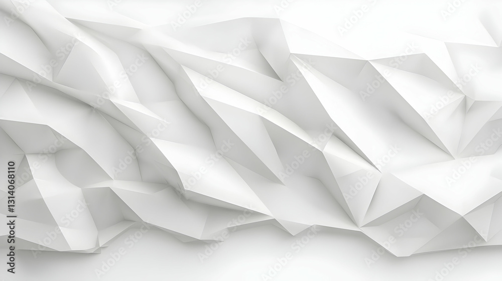 Fototapeta premium Abstract White 3D Geometric Background With Triangular Low Poly Pattern And Smooth Surface In Modern Minimalist Design