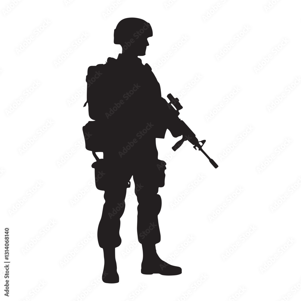 Swift Assault Soldier silhouette, striking with speed and force - Soldier illustration - Minimalist Soldier vector - Profession silhouette
Swift Assault Soldier silhouette, striking with speed and force - Soldier illustration - Minimalist Soldier vector - Profession silhouette