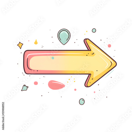 Cute Colorful Yellow Arrow isolated on transparent background