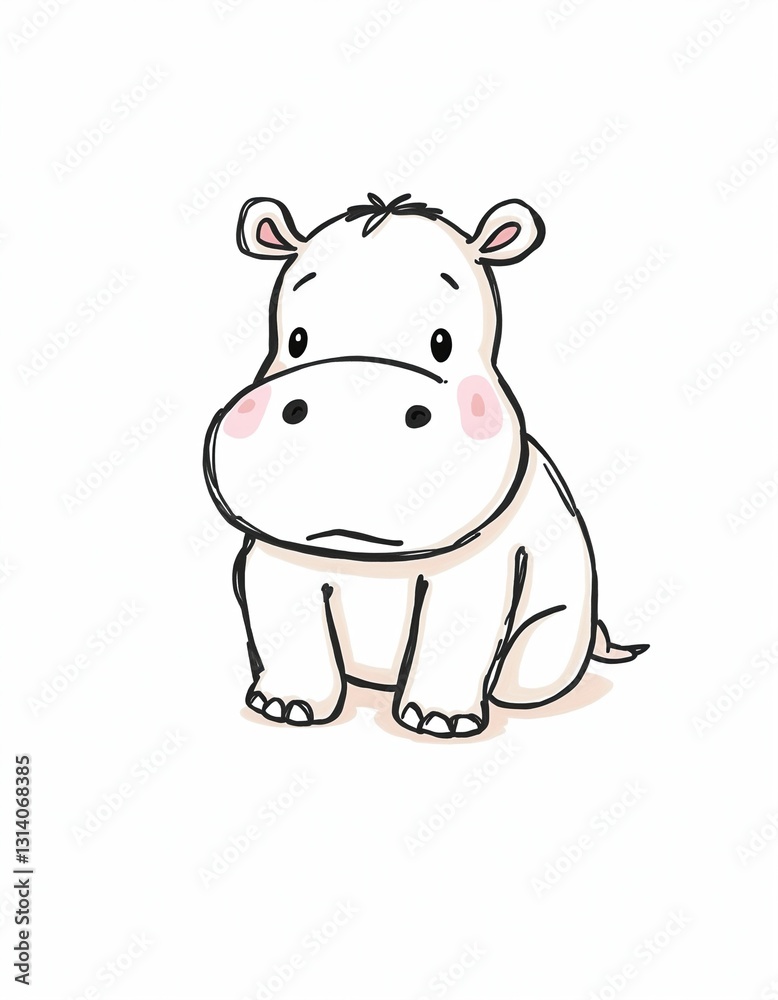 Cute Baby Hippo Doodle Design Cute Baby Hippo Doodle Design