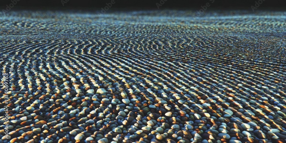 Obraz premium Flowing river with smooth stones symbolizes collaboration's journey and highlights adaptability's role in remote teamwork.