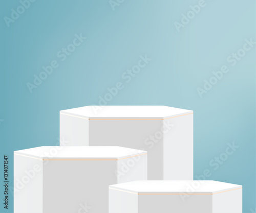 White podium for cosmetic products on a background with shadows through it.