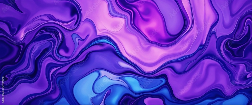 Fluid Splashes of Purple and Blue